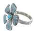 Authentic Sterling Silver And Turquoise Flower Ring Size 5-1/2 RX88388